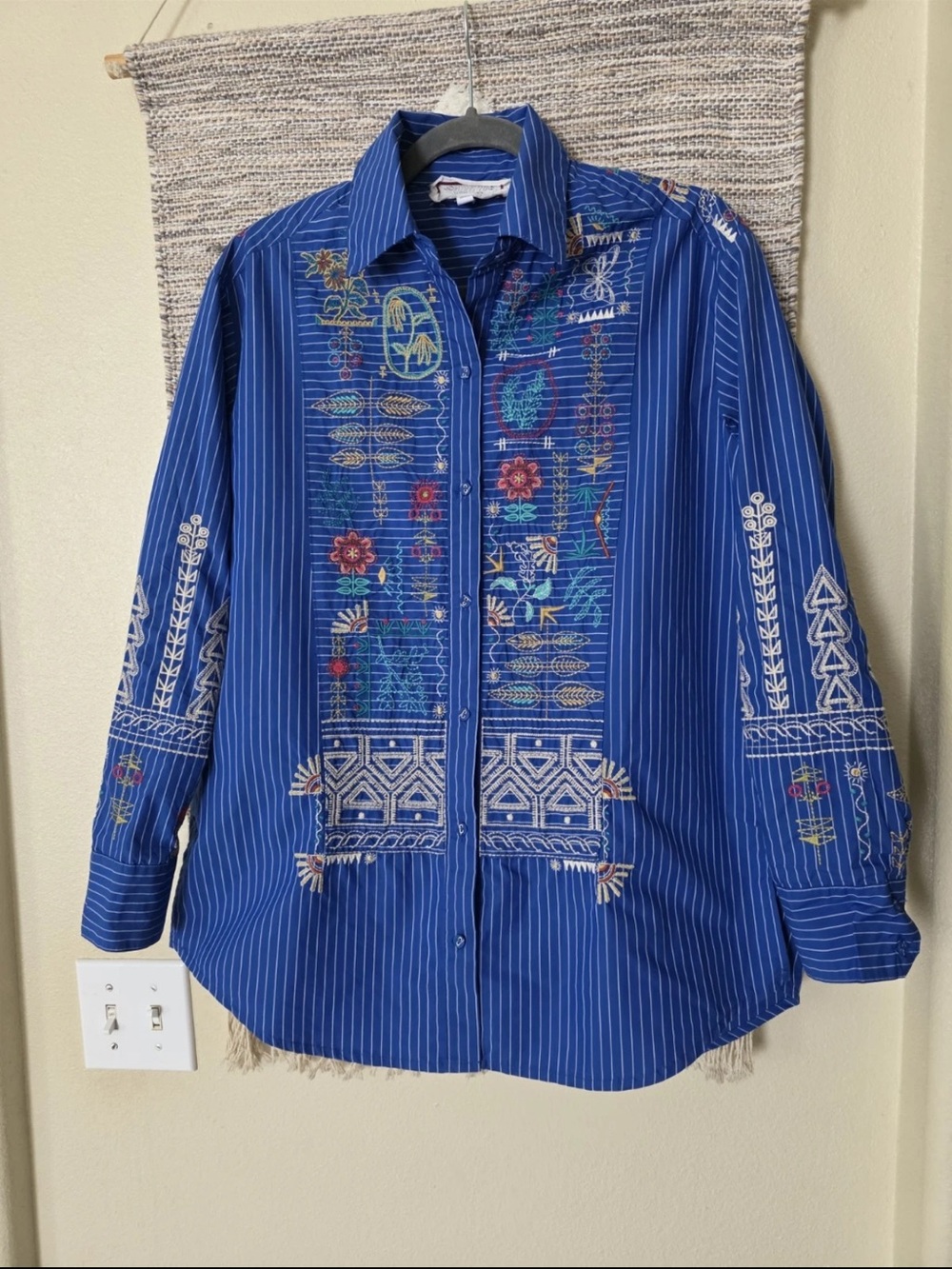 Johnny Was Womens XS Oversized Embroidered Button Up Shirt Boho Artisan MSRP$248 - Picture 4 of 12